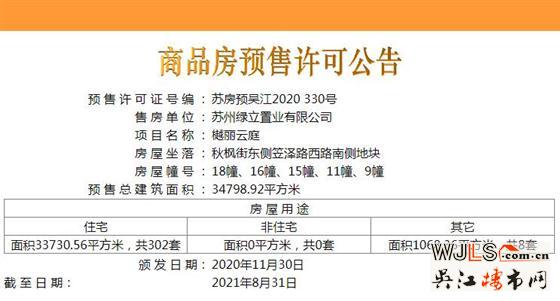 綠地潮映江南首領預售證  預計今日開盤